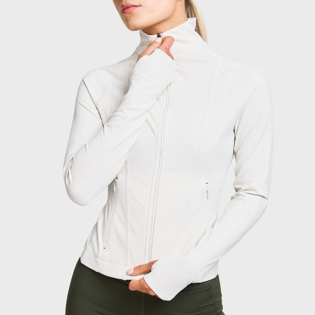 ATTUNE SEAMED ZIP THROUGH JACKET COCONUT
