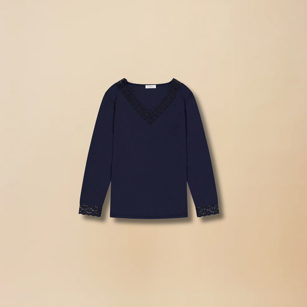 
                      
                        V Neck Long Sleeve Top - Navy
                      
                    