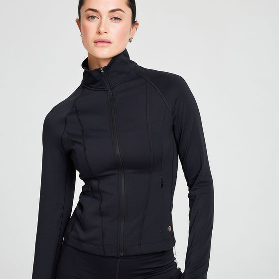 ATTUNE SEAMED ZIP THROUGH JACKET BLACK