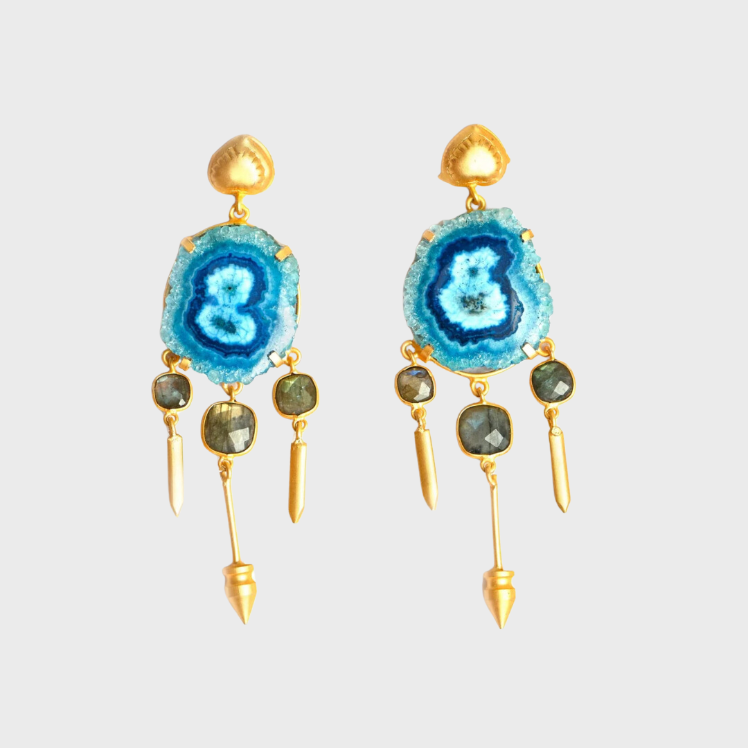 APHRODITE Blue Solar Quartz Earrings