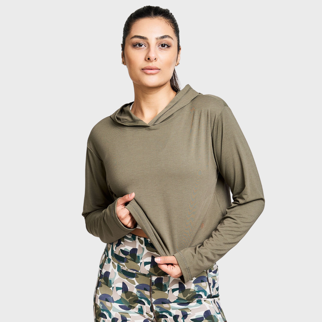 ZEPHYR SHORT BOXY HOODED TEE KHAKI