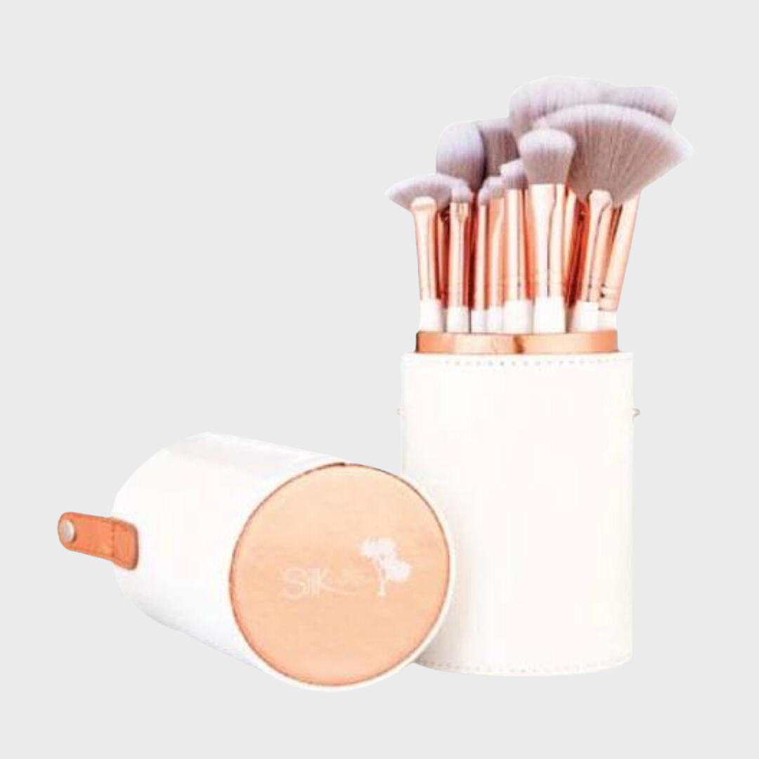 The Silk Oil of Morocco Vegan Rose White/Rose Gold 15 Piece Brush Set