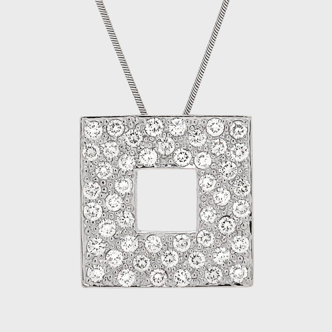 Square Pendant Diamond Necklace